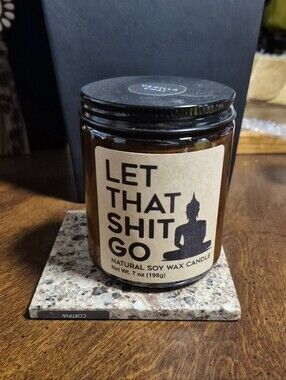 Let That Shit Go Amber Glass Soy Candle - Unbranded